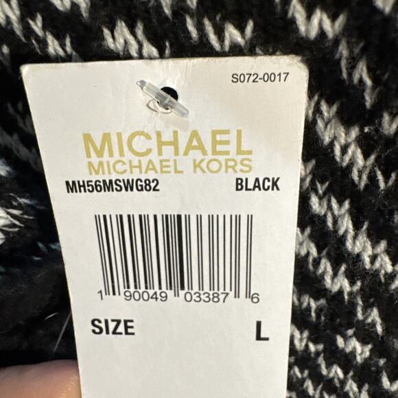 Michael Kors Twill Stitch Turtleneck Poncho Sweater Black Camel Large Academic - Picture 5 of 6